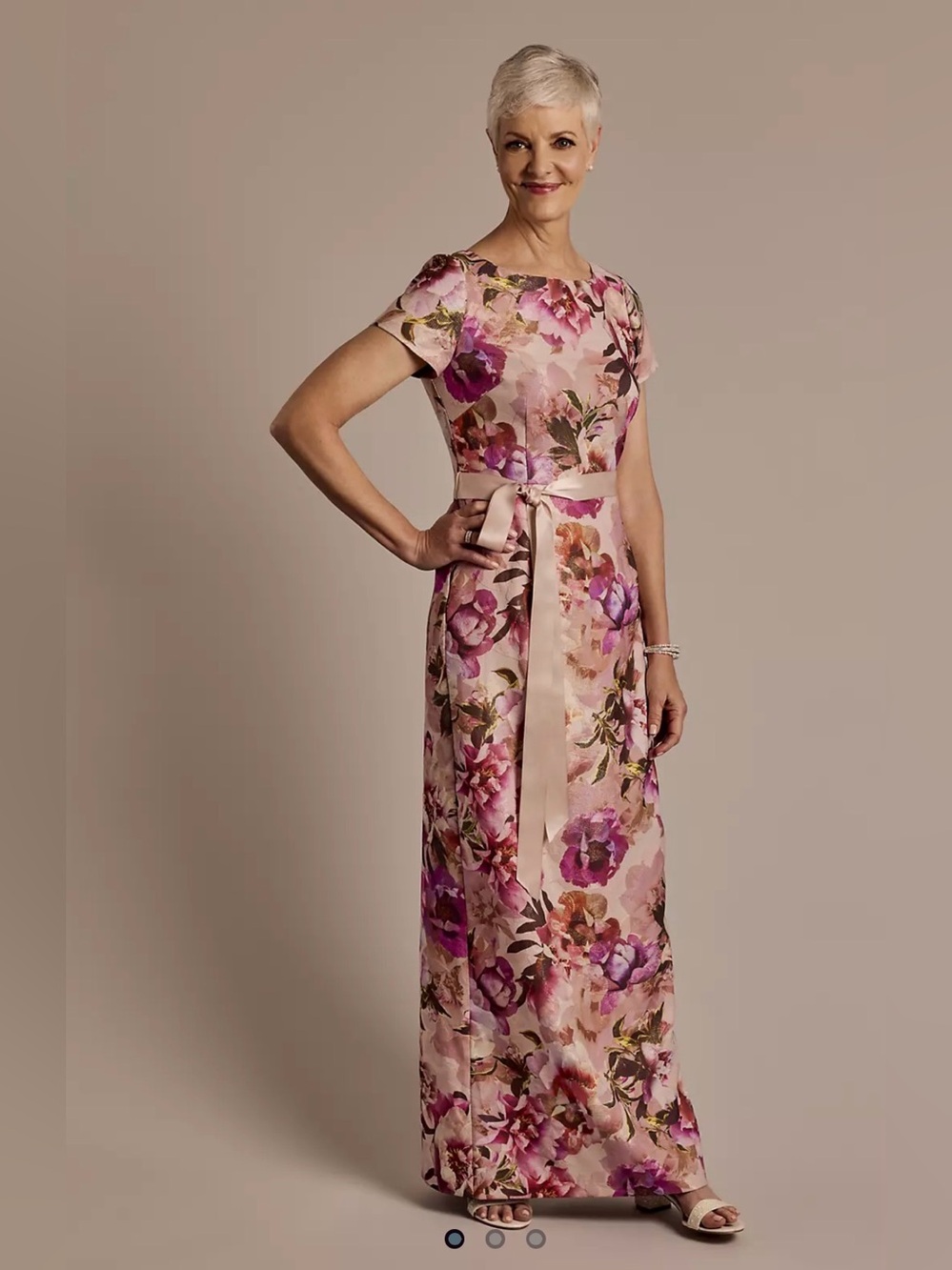 Adrianna Papell NWT Floral Maxi Dress Size 14 Pink Formal